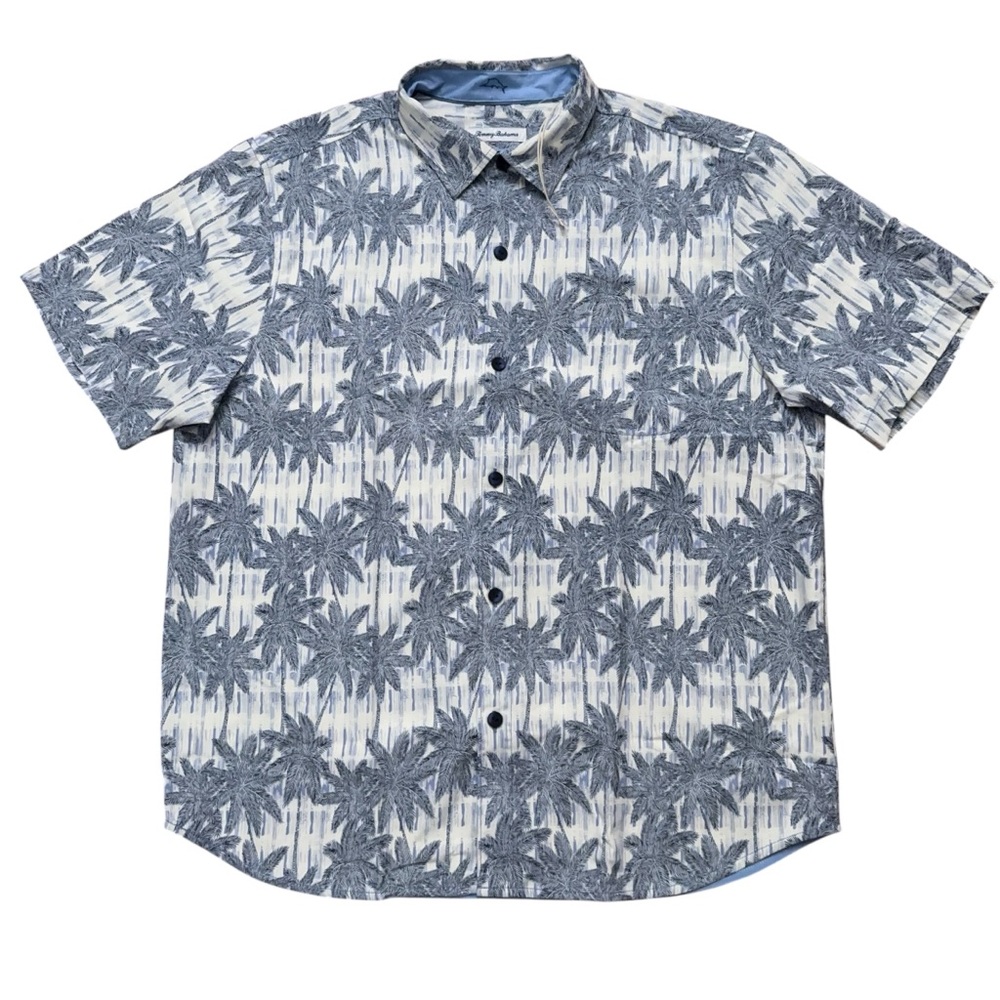 Tommy Bahama Shirt Mens XL Island Zone Short Sleeve Palm Tree Silk White NEW